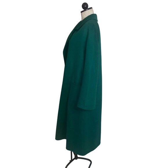 Womens Coat Size Small Green Wrap Robe Pockets Casual Belted Pure Wool - Picture 11 of 12